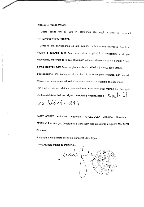 immagine della seconda pagina dell'atto notarile